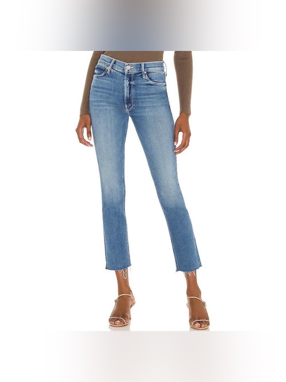 Mother Dazzler Mid Rise Ankle Fray Jeans Blue Size 26 Riding The Cliffside